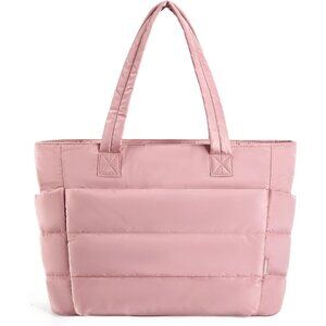 Women's Dusky Pink Puffy Travel Work Beach Gym Stylist Durable Tote Bag
